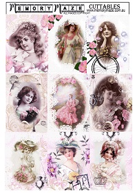 Vintage Girls all in pink a4  ,  Sheets require cutting